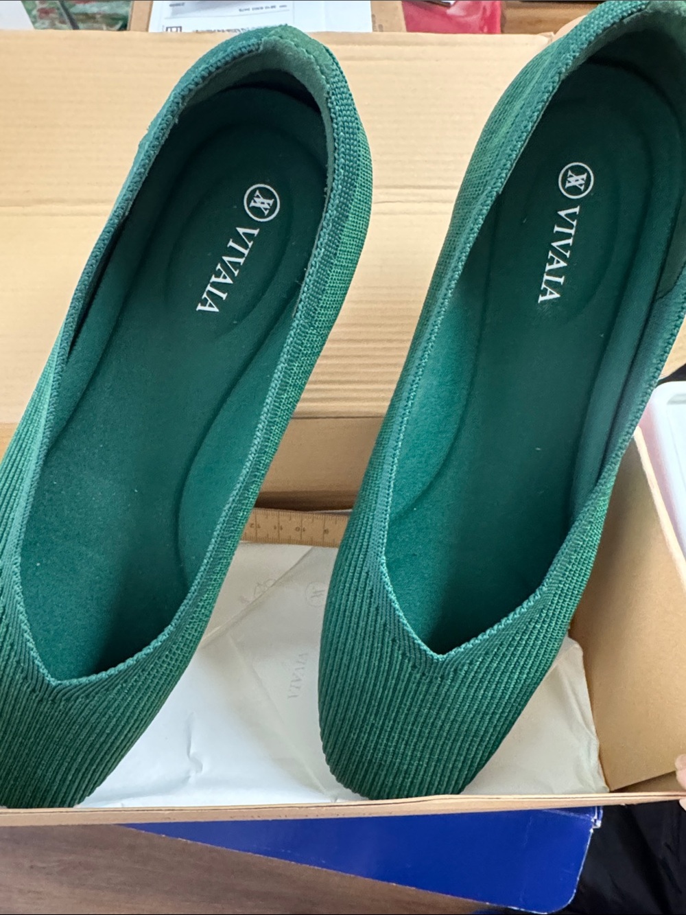 Vivaia Emerald Green Knit Ballet Flats